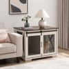 FURNIinspire Farmhouse Dog Cage Crate Furniture with Sliding Barn Door, Farmhouse Wooden Dog Kennel End Table with Flip-top Plate House, - 3 of 4