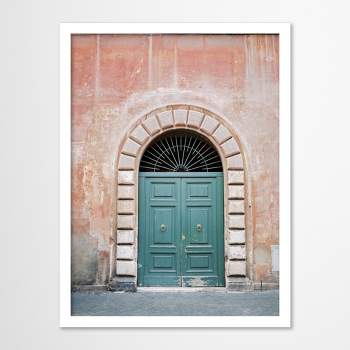 Americanflat Vintage Wall Art Room Decor - Turquoise Green Door In Trastevere Rome by Raisa Zwart