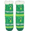 Elf Socks I Love You Fair Isle Sweater Knit Faux Shearling Lined No-Slip Slipper Socks - 2 of 4