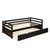 PAGED Twin Size Daybed Modern Simple Wooden Bed Frame with Trundle for Bedroom and Living Room, Espresso - 3 of 4