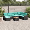 vidaXL Patio Sofa Set Poly Rattan, Polyester, Steel 8 Piece - Black With Table - 2 of 4