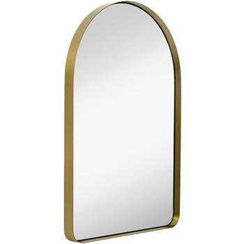Hamilton Hills 24x36 inch Contemporary Brushed Gold Metal Wall Mirror