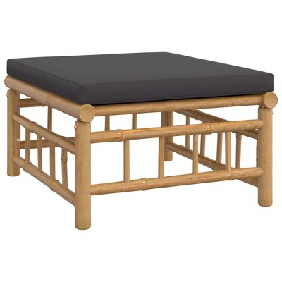 vidaXL Patio Footstool with Dark Gray Cushion Bamboo