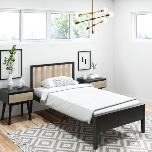 Plank+beam Solid Wood Scandinavian Twin Bed Frame With Slatted ...