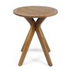 Acacia Wood Outdoor Bistro Table, Round Slatted Patio Side Table with Cross Base, Round Patio End Tables -Christopher Knight Home - 2 of 4