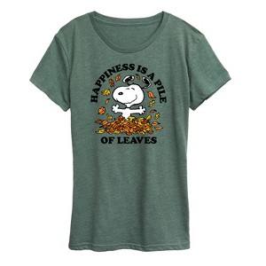 Women's - Peanuts - Happiness Is A Pile Of Leaves Short Sleeve Graphic T-Shirt - 1 of 4
