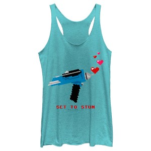 Women's Star Trek Valentine's Pixel Set Phasers to Stun Racerback Tank Top - 1 of 4