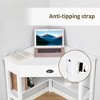 Vynxaria White Corner Desk Triangle Computer Desk with Drawer Storage Shelves for Small Spaces - 4 of 4