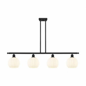 White Venetian - 4 Light Stem Hung Island In Modern Style-11 Inches Tall and 48 Inches Wide - 1 of 1
