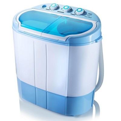 Pyle PUCWM22 Easy to Use 2 in 1 Portable Compact Mini Top Load Clothes Washer Washing Machine and Spin Dryer Laundry Combination Unit, White