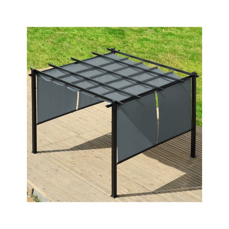 Aoodor 10 x 13 ft Outdoor Pergola with Retractable Canopy, Aluminum Frame, 4 Pieces Patio Sun Shade Shelter for Backyard, Deck, 4 of 8