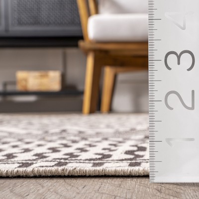 Modern Geometric Black and White Cotton Flat Weave Area Rug 8' x 10'