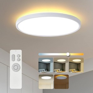TALOYA 18 inch White Flush Mount Ceiling Light with Remote,Nightlight Warm 3000K,3000K-6500K Light Color Changeable, Brightness Adjustable - 1 of 4