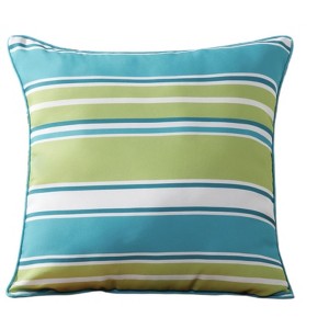 Kate Aurora 2 Piece Shabby Cabana Turquoise Striped Indoor/Outdoor Oversized & Overfilled Zippered Throw Pillow - 20" X 20" - 1 of 2