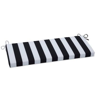 Cabana Stripe Outdoor Bench Cushion Black - Pillow Perfect