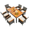 Costway 7PCS Patio Rattan Dining Set Acacia Wood Table Cushioned Chair Mix Gray - 2 of 4