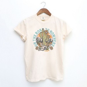 Simply Sage Market Women's On The Road To Nowhere Short Sleeve Garment Dyed Tee - 1 of 2