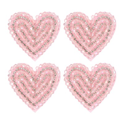Unique Bargains Heart Rhinestone Cloth Sew on Applique Patches