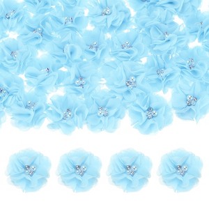 Unique Bargains Mesh Fabric Rhinestone Pearl Chiffon Flowers 2.17 x 2.17 Inch - 1 of 4