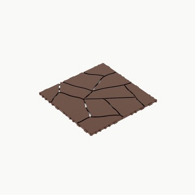 Syemin Carpet Tiles Stone Style Patio Deck Tiles Easy and Quick Installation Court Tiles for Porch Poolside, Red+Brown, 25.2"*12.6"*18.1"