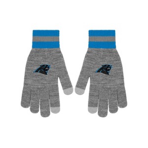 NFL Carolina Panthers Gray Big Logo Glove: Knit Acrylic, Ribbed Cuffs, Adult Sizing - 1 of 4
