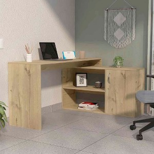 NicBex L-Shaped Corner Home Office Desk with 1 Door Cabinet&2 Open Shelves,Modern Computer Desk Table for Study&Company,Home Workstation - 1 of 4
