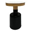 The Urban Port 20" Round Side End Table Gold Banded Natural White Marble Top Black Enamel Coated Iron Pedestal Base White/Gold - 2 of 4