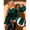 Allegra K Women's Velvet Cowl Neck Lantern Sleeve Tops - 2 of 4
