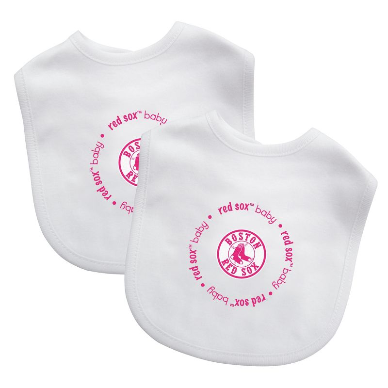 BabyFanatic Officially Licensed Pink Unisex Cotton Baby Bibs 2 Pack -  MLB Boston Red Sox, 1 of 4