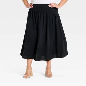 Women's Asymmetrical Waist Midi Skirt - A New Day™ Black XXL : Target