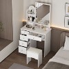 Famapy 31.5''W Dressing Desk Makeup Vanity Set with Stool and Mirror Led Light Bedroom Accent - 2 of 4