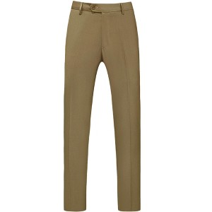 Lars Amadeus Men's Regular Fit Flat Front Chino Business Wedding Suit Pants - 1 of 4