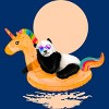Men's Design By Humans Chillin (Unicorn Panda) By 38Sunsets T-Shirt - 2 of 3