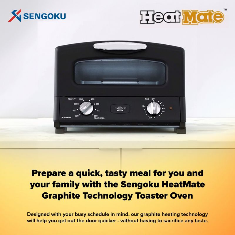 Sengoku HeatMate Compact Countertop Graphite Technology Toaster Oven with 4 Non-Stick Pans for Toasting and Baking, 3 of 8