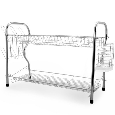 Chrome 24-Inch 2-Level Dish Rack with Utensil Cup