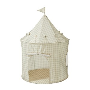 3 Sprouts Kids Recycled Fabric Play Tent - Gingham Beige - 1 of 4