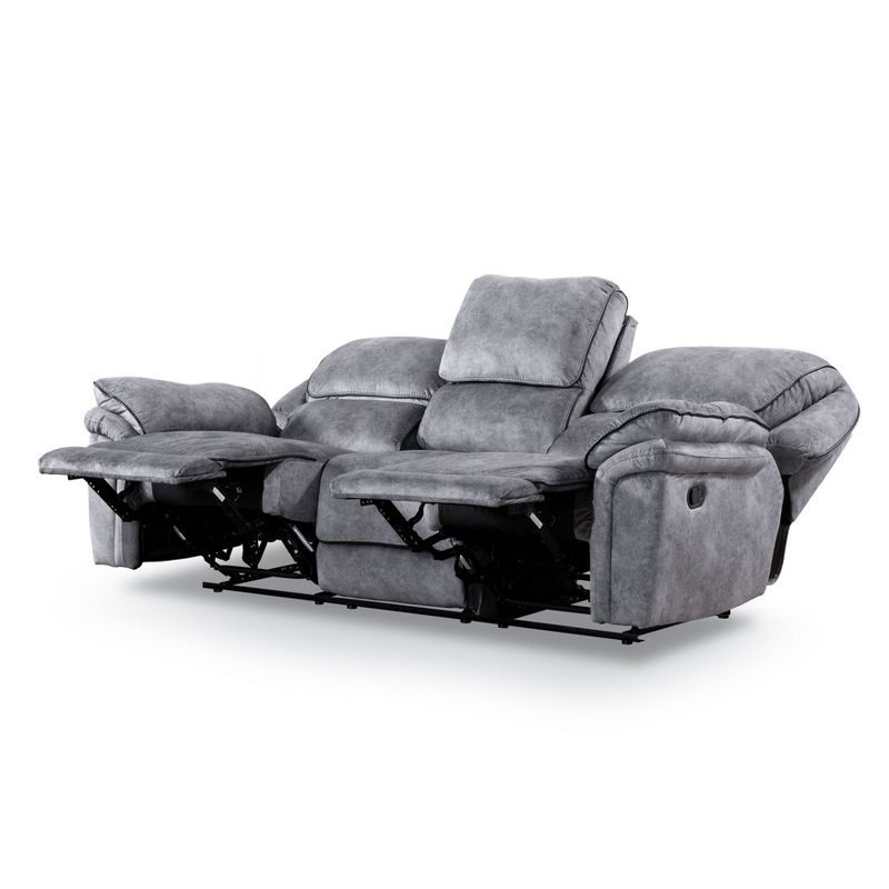 miBasics 89&#34; Breezenight Transitional Manual Reclining Sofa with Cup Holders Gray, 1 of 19