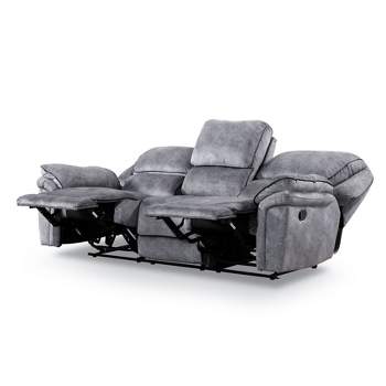 miBasics 89" Breezenight Transitional Manual Reclining Sofa with Cup Holders Gray