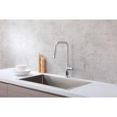 Matte Black Stainless Steel Gooseneck Kitchen Faucet with Pull-out Spray