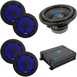 ATG Marine 4 Channel Amp & (4) RGB 6.5" Coaxials + 10" Subwoofer Boat Audio Upgrade - 1 of 4