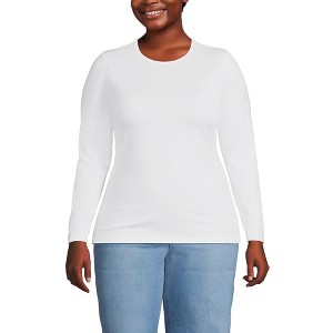 Lands' End Women's Plus Size Lightweight Jersey Skimming Long Sleeve Crew Neck T-shirt - 1 of 4