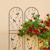 MAYEERTY 4 Pack Metal Garden Trellis 71 x 19.7 Inch Rustproof Climbing Plants Support Dragonfly Deco Black Outdoor Flower - 2 of 4