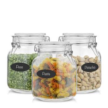 JoyJolt Airtight Glass Jars Storage Cannister with Silicone Seal Lids - Set of 3 - 32 oz.