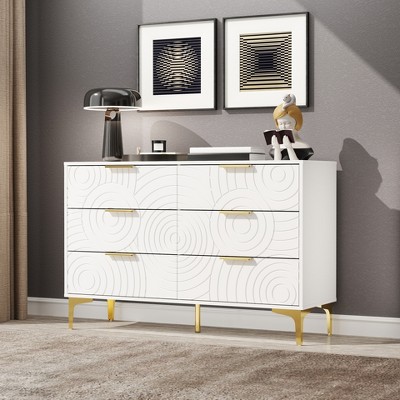 Sideboard 62.9", White Buffet Cabinet with 9 Drawers, Modern Storage for Living Room, Bedroom and Kitchen