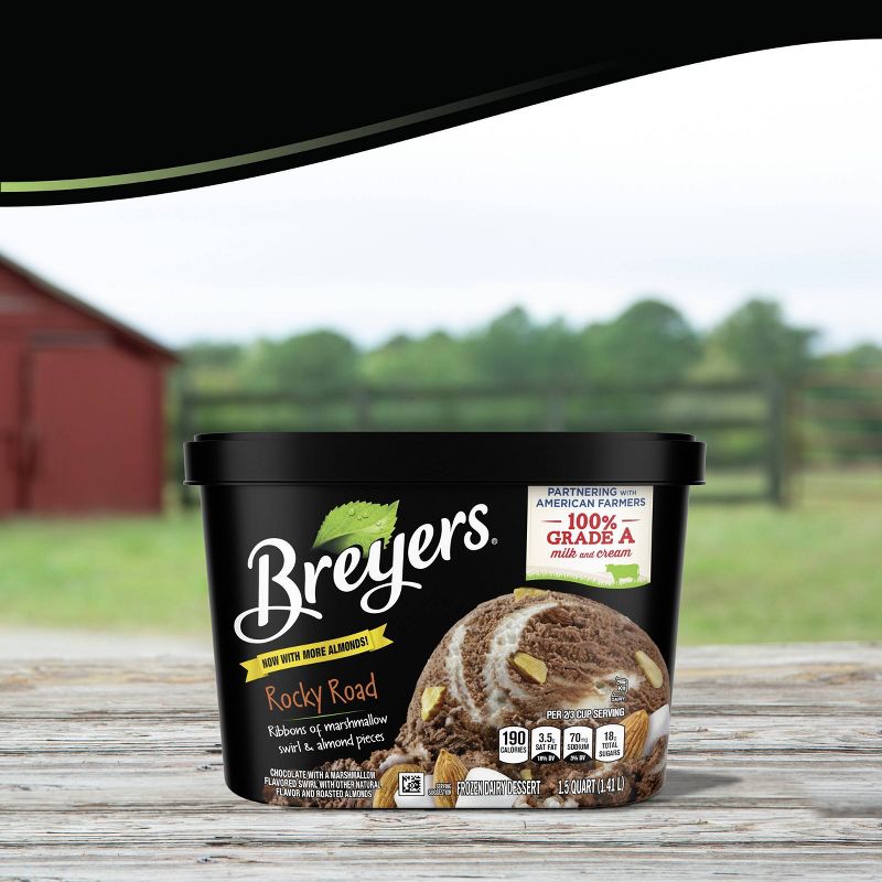 Breyers Rocky Road Frozen Dairy Dessert With Marshmallow Swirl &#38; Roasted Almonds - 48oz, 5 of 7