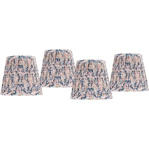 Springcrest 4" Top x 6" Bottom x 5 1/2" High x 5 1/2" Slant Print Lamp Shade Replacement Set of 4 Small Pink Blue Empire Shirred Pleated Clip On - 1 of 4