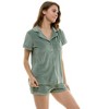 Jaclyn Intimates Womens Ribbed Velour Short Sleeve Top and Shorts 2 Piece Loungewear Set - 3 of 3