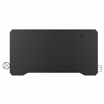Sleek Blue and Black Ergonomic Gaming Desk with Cup Holder and Headphone Hook