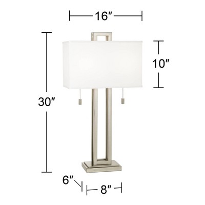 Sleek Brushed Nickel 30" Table Lamp with White Fabric Shade
