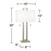 Possini Euro Design Modern Table Lamp 30" Tall with Dimmer Brushed Nickel Metal White Rectangular Shade for Bedroom Living Room House Home Bedside - 4 of 4